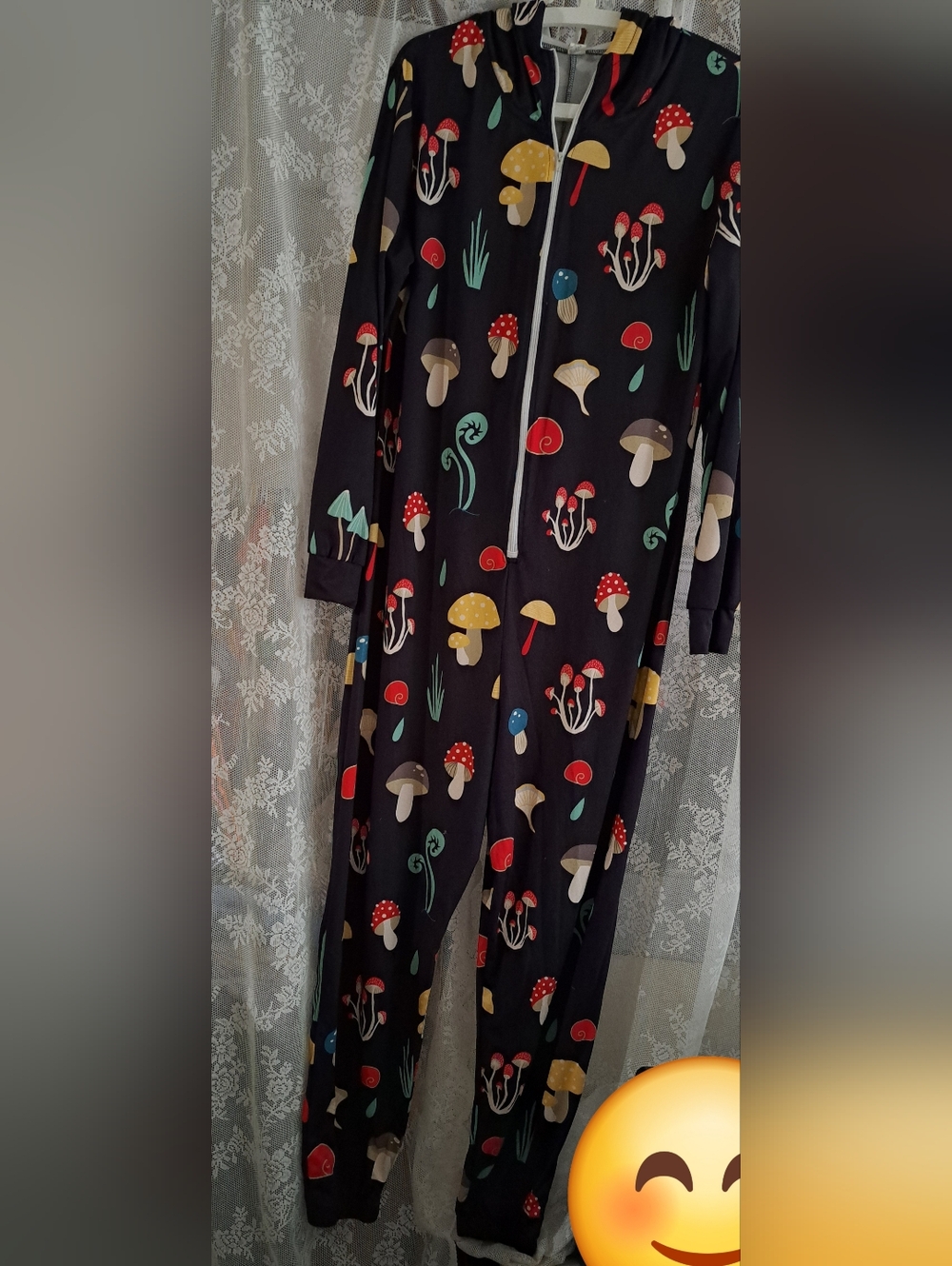 Adorable Black Mushroom Print One-Piece Romper